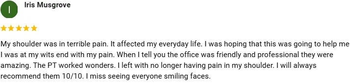 Physical Therapy Clarksville TN Iris Musgrove Testimonial